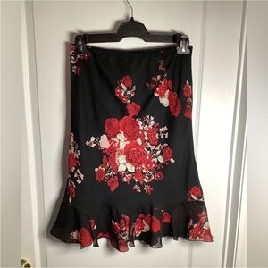 Jessica 90’s Floral Mesh Overlay Skirt with Ruffles